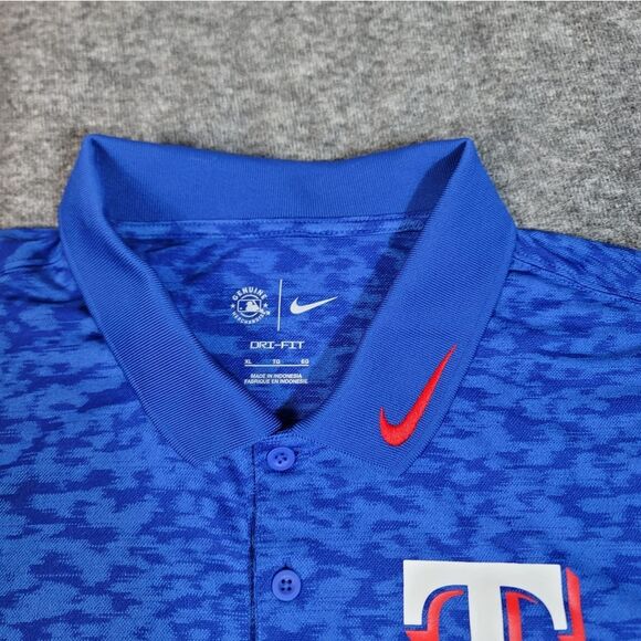 Nike Dri-Fit Texas Rangers Mens Golf MLB Baseball Polo Shirt Size XL Blue Rare - Picture 4 of 13